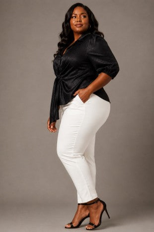 Plus Size Front Tie Blouse