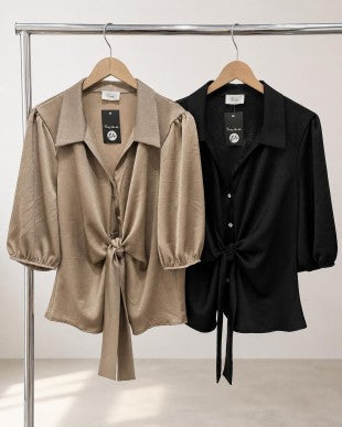 Plus Size Front Tie Blouse