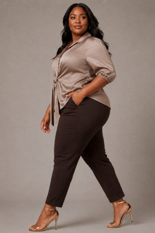 Plus Size Front Tie Blouse