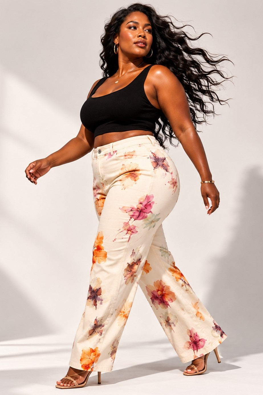Floral Print Stretch Pants
