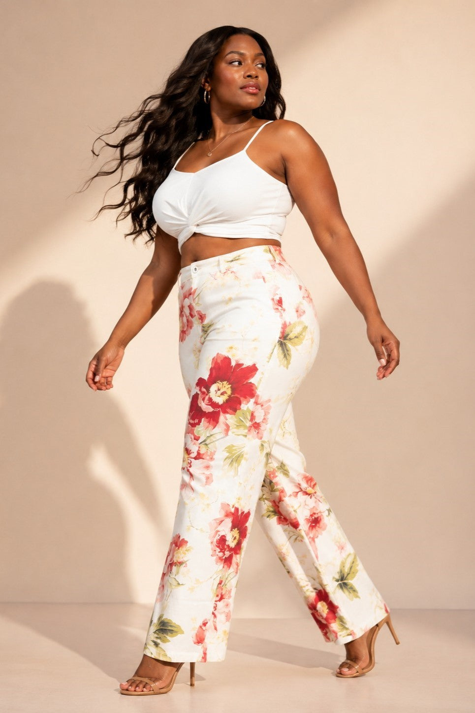 Floral Print Stretch Pants
