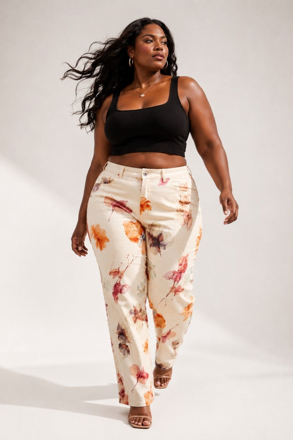Floral Print Stretch Pants