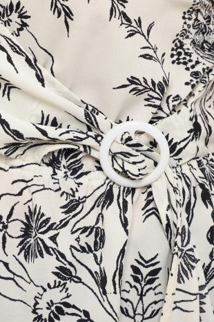 Plus Size Floral Peplum Waist Detail Tie Top