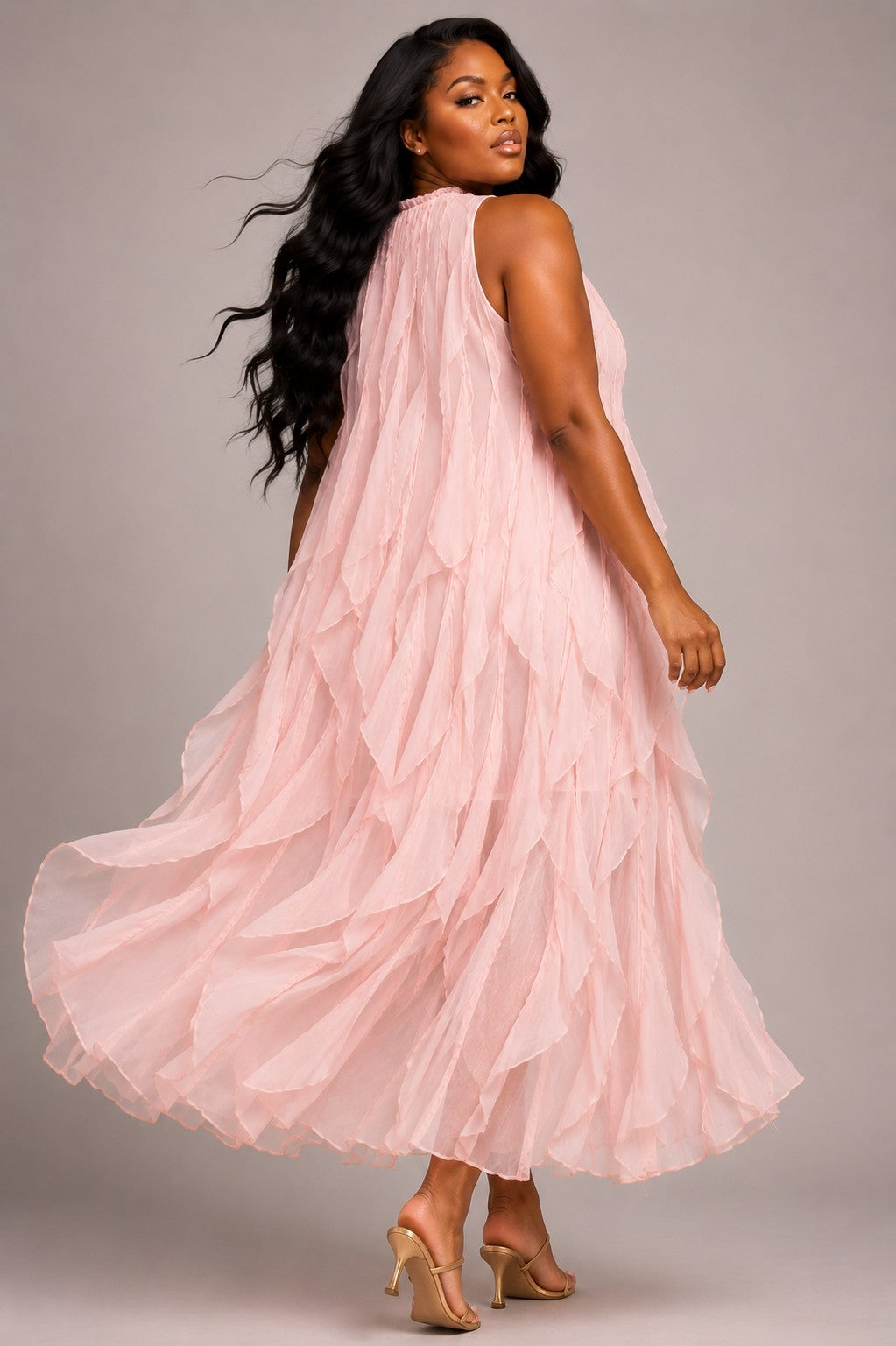 Ruffles Sheer Maxi Dress