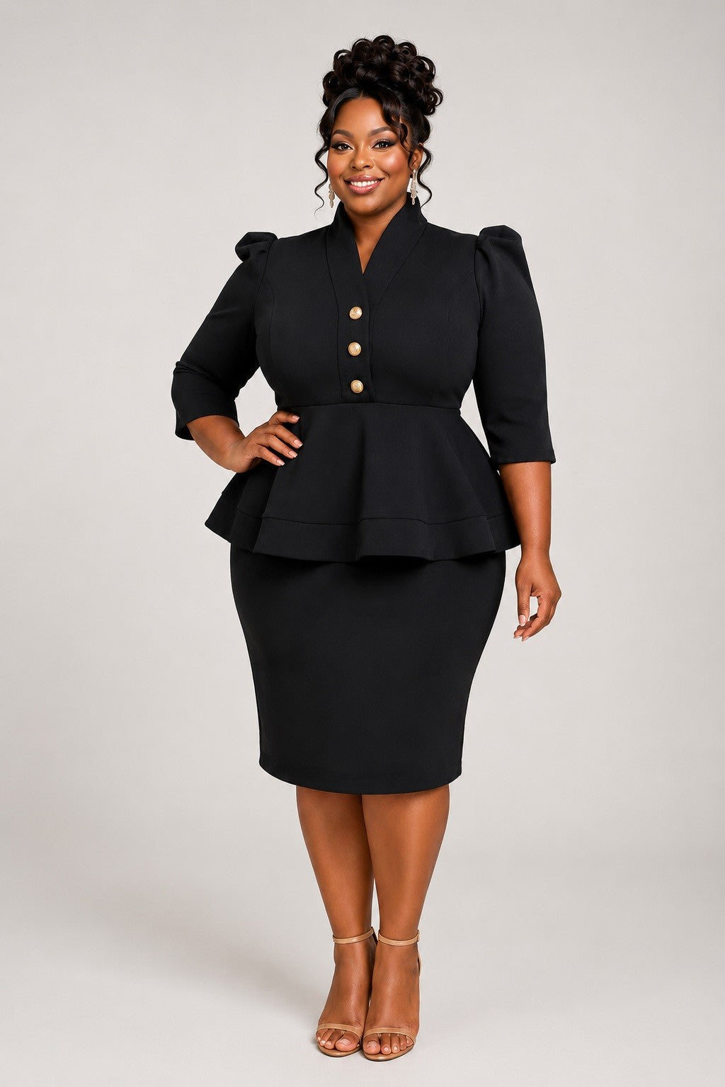 Button Collar Plus Dress