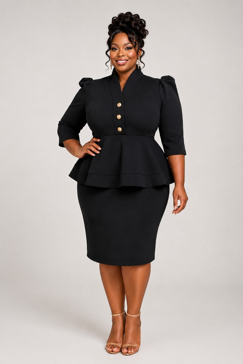 Button Collar Plus Dress