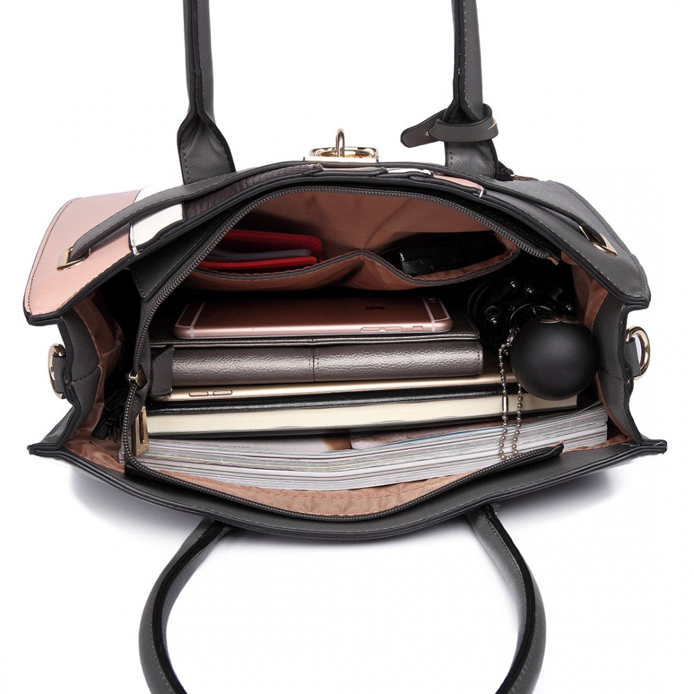 SNAKE SKIN STRIPE HANDBAG
