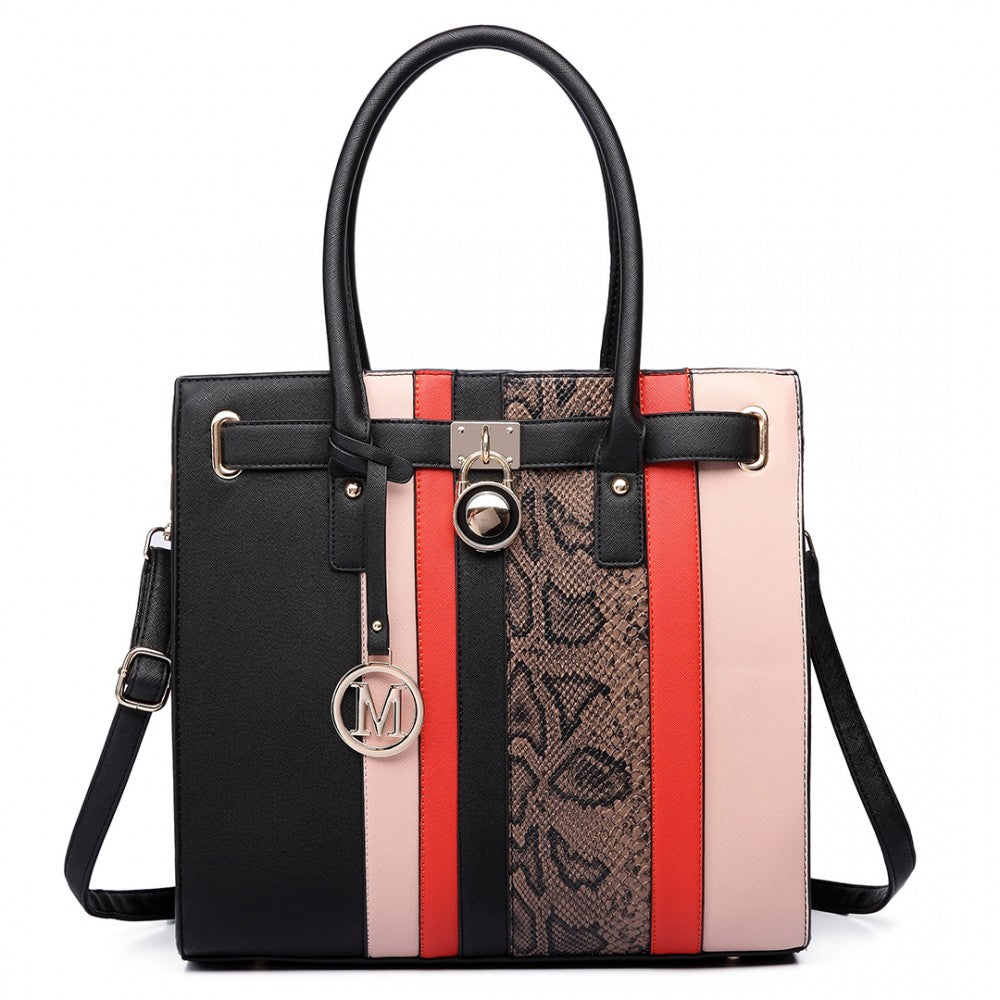 SNAKE SKIN STRIPE HANDBAG