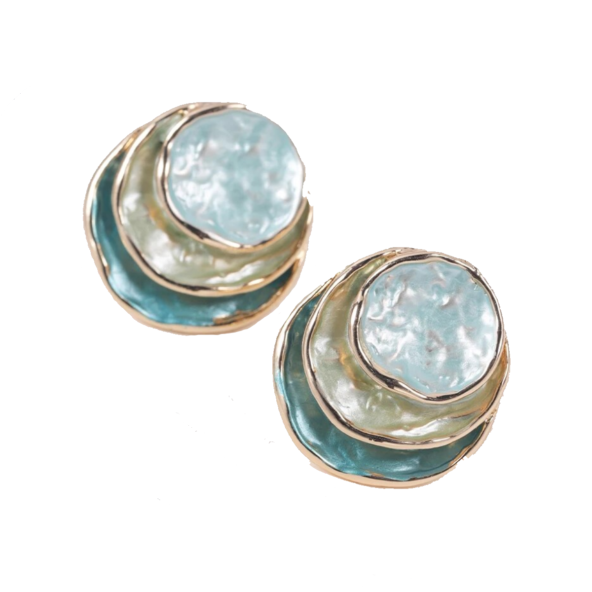 3 Tone Stud Earrings