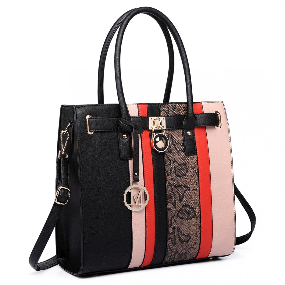 SNAKE SKIN STRIPE HANDBAG