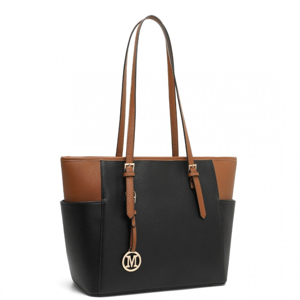 FAUX LEATHER TOTE BAG