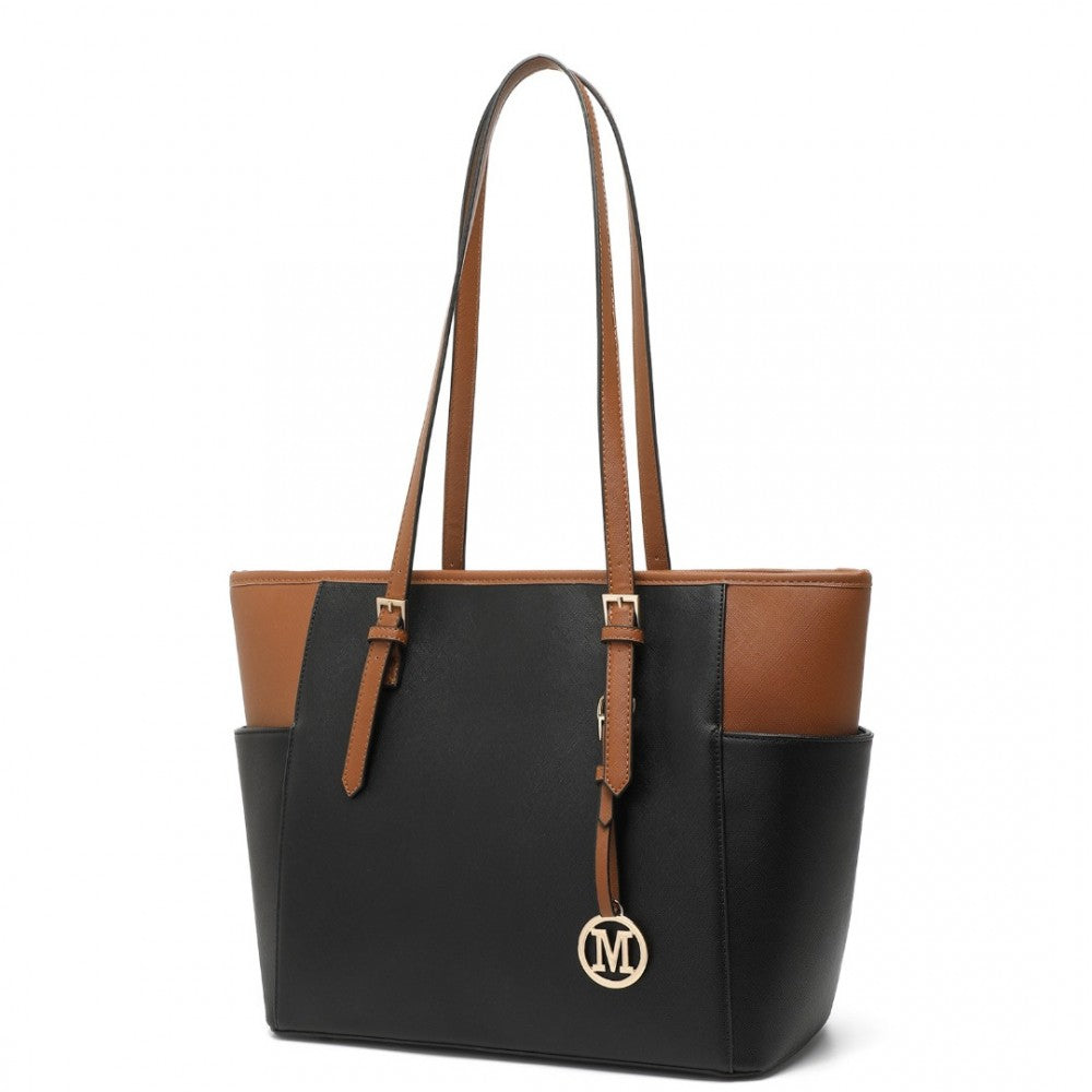 FAUX LEATHER TOTE BAG