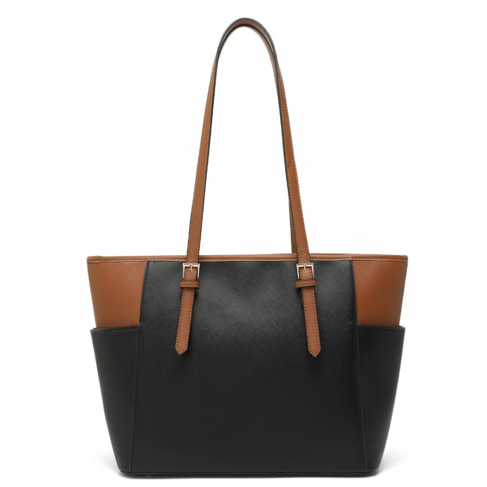FAUX LEATHER TOTE BAG