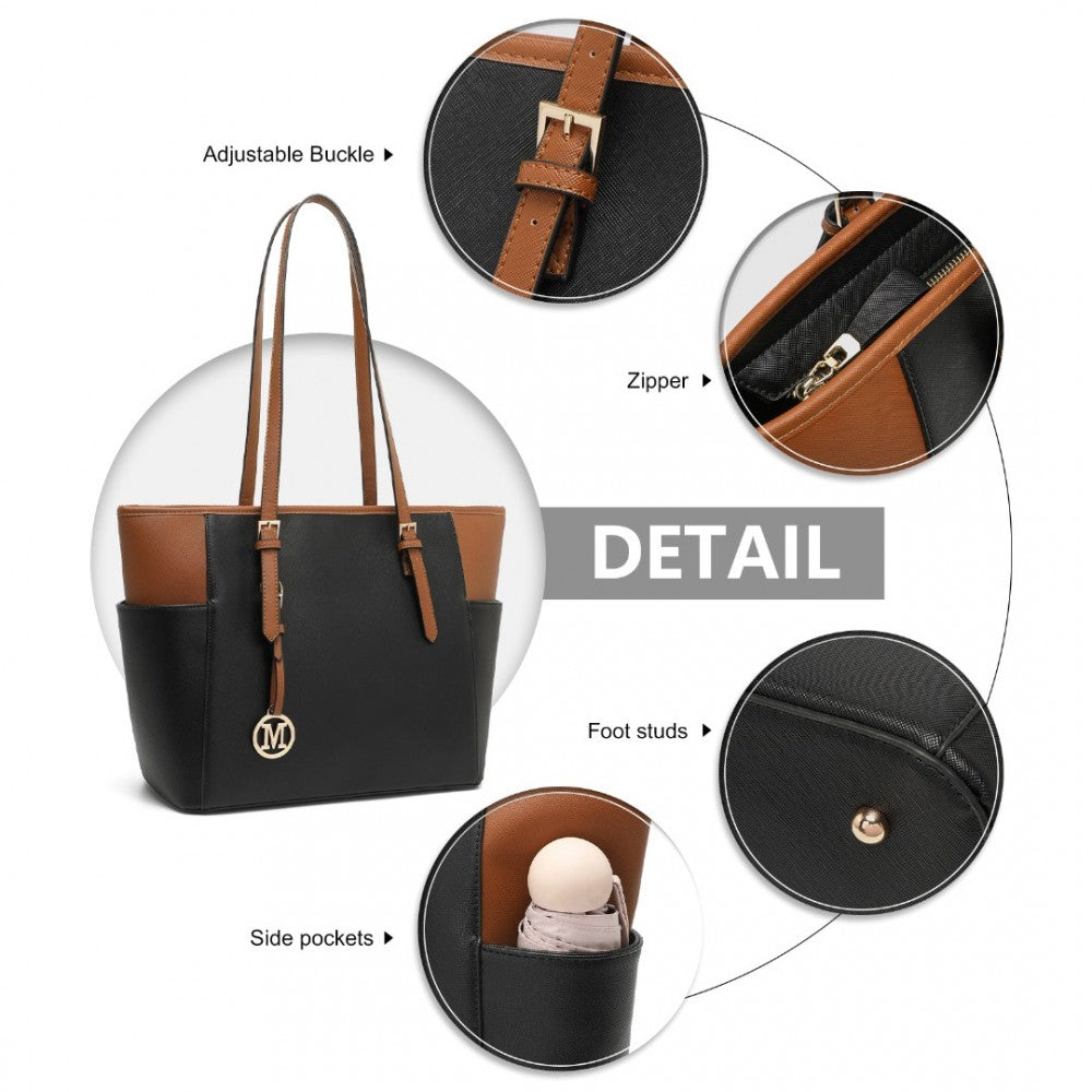 FAUX LEATHER TOTE BAG