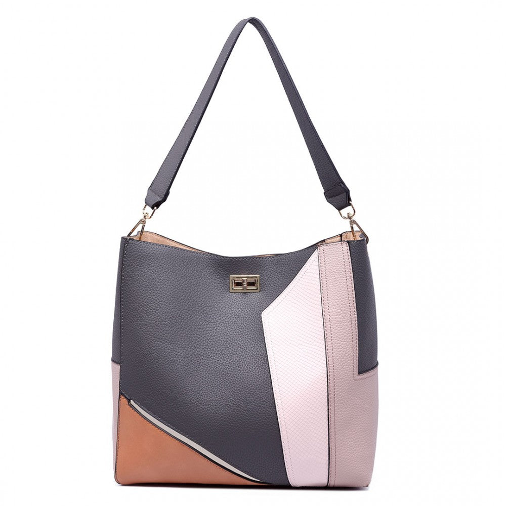 SLOUCHY LEATHER SHOULDER BAG GREY-SOLD-SOLD-Daring Diva Australia