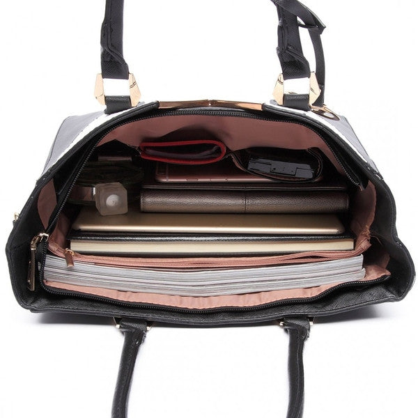 SPLICING TOTE BAG BROWN-SOLD-SOLD-Daring Diva Australia