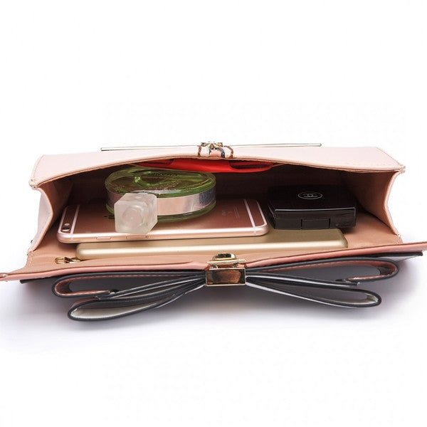 Z-BOW CLUTCH CHAIN SHOULDER BAG PINK-SOLD-SOLD-Daring Diva Australia