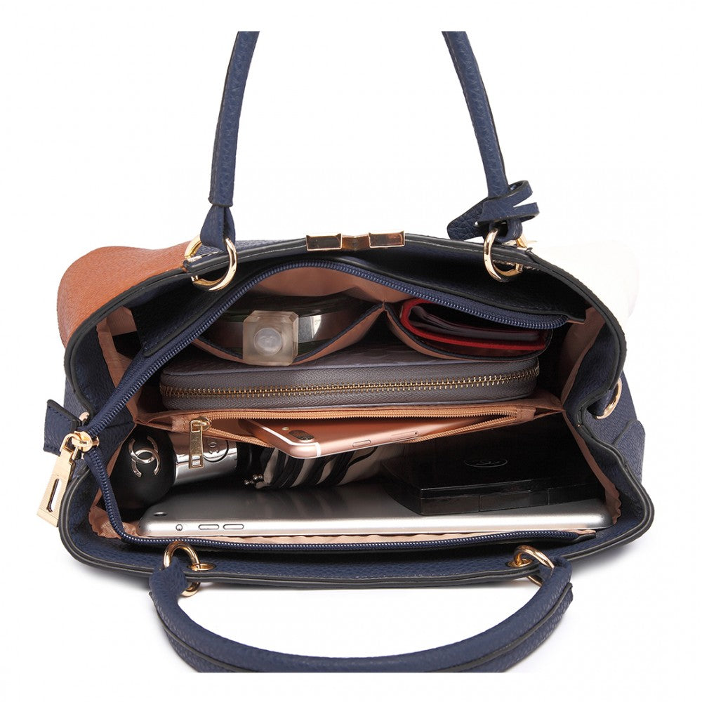 COLOUR BLOCK PANEL SHOULDER BAG BROWN-SOLD-SOLD-Daring Diva Australia