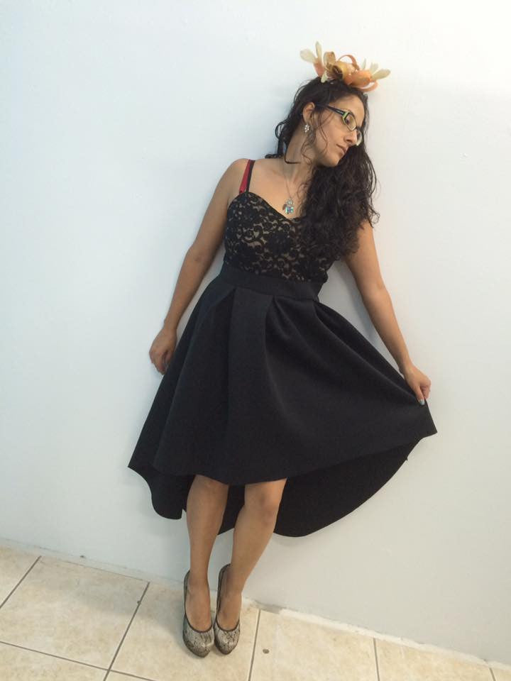 Z-Cascade Hem Dress w/ Lace Overlay Bodice-SOLD-SOLD-Daring Diva Australia