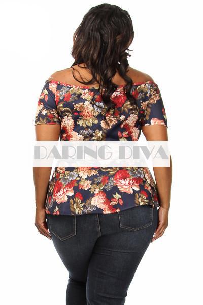 Z-Off Shoulder Floral Flair Top Cream-SOLD-SOLD-Daring Diva Australia