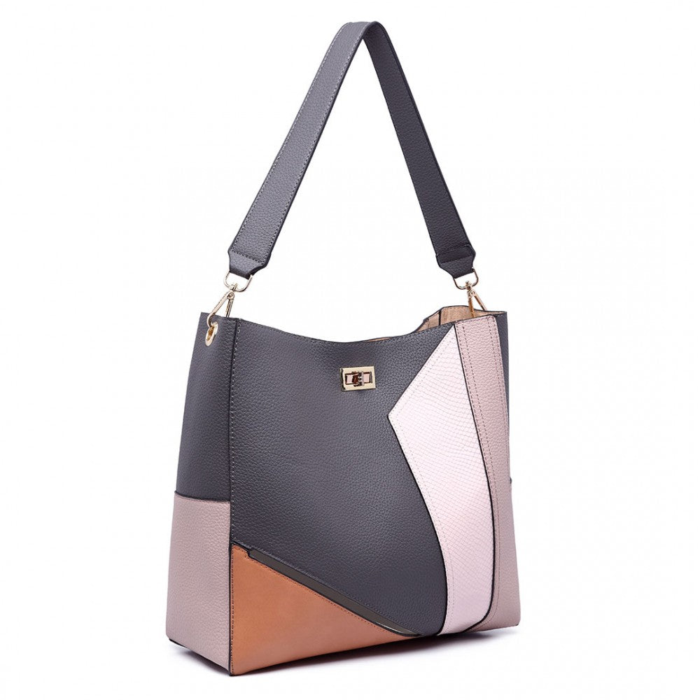 SLOUCHY LEATHER SHOULDER BAG GREY-SOLD-SOLD-Daring Diva Australia