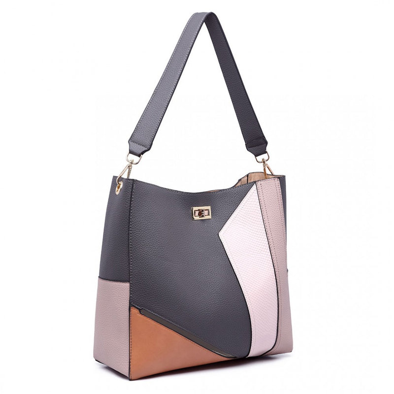 SLOUCHY LEATHER SHOULDER BAG GREY-SOLD-SOLD-Daring Diva Australia