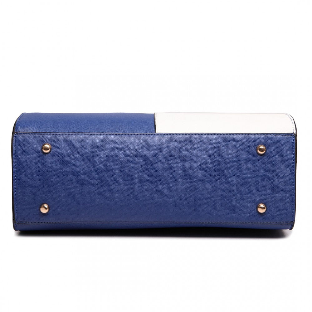 SPLIT FRONT TOTE HANDBAG NAVY/WHITE-SOLD-SOLD-Daring Diva Australia