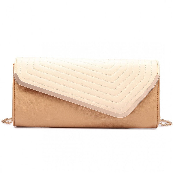 QUILTED ENVELOPE CLUTCH BAG GOLD/NUDE-SOLD-SOLD-Daring Diva Australia