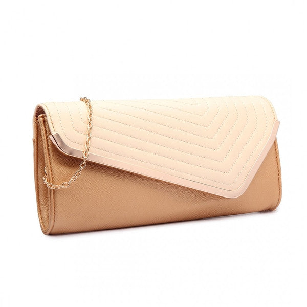 QUILTED ENVELOPE CLUTCH BAG GOLD/NUDE-SOLD-SOLD-Daring Diva Australia