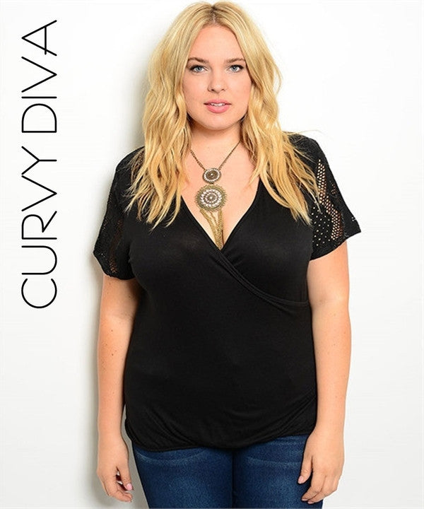 Z-Black Chiffon Lace Sleeve Top-SOLD-SOLD-Daring Diva Australia