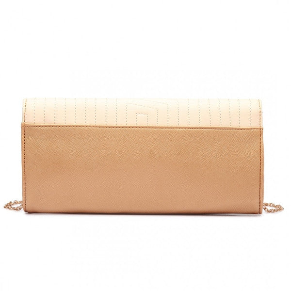 QUILTED ENVELOPE CLUTCH BAG GOLD/NUDE-SOLD-SOLD-Daring Diva Australia