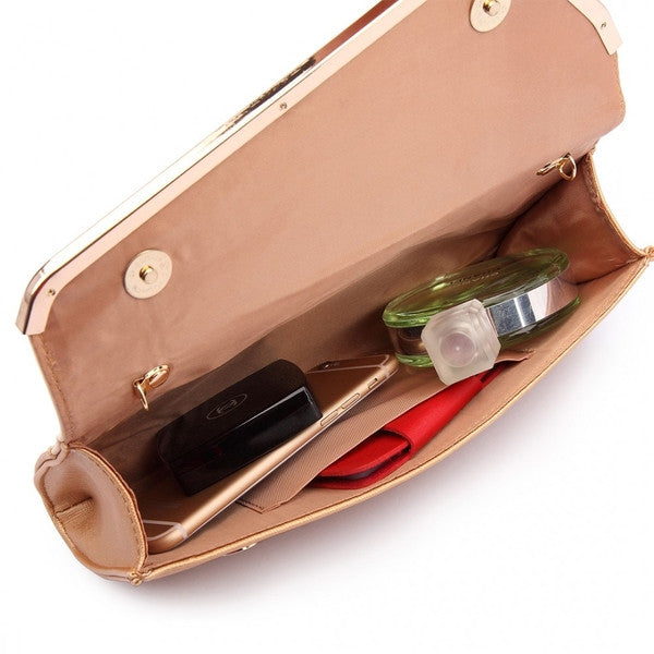 QUILTED ENVELOPE CLUTCH BAG GOLD/NUDE-SOLD-SOLD-Daring Diva Australia