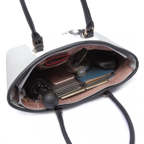 Z-CENTER STRIPE TOTE BAG GREY-SOLD-SOLD-Daring Diva Australia