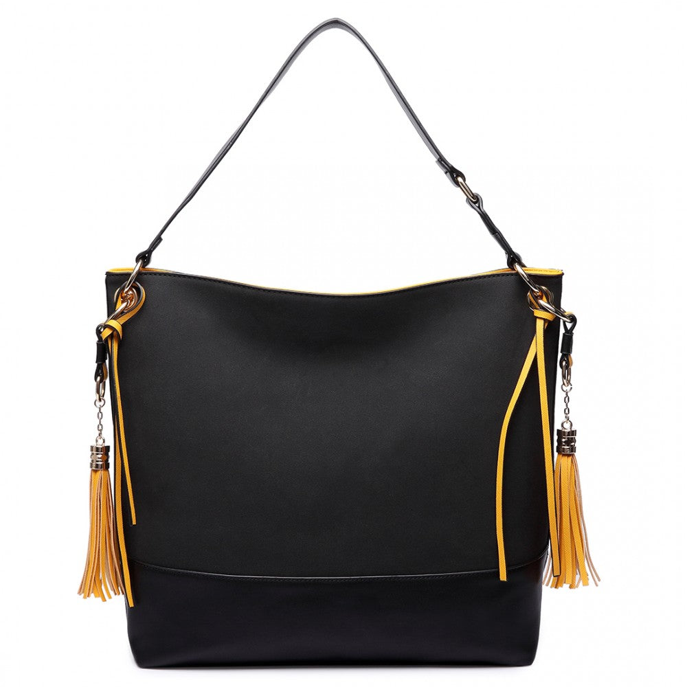 Leather Tassel Hobo Bag-Handbags-ML-Daring Diva Australia, plus size fashion, plus size clothing, plus size clothing online, plus size womens clothing, womens clothing online, womens fashion, women's bag, bags for women, womens handbag, handbags for women, leather bag, handbags, chain bag, shoulder bag, tote bags, clutches, pouches, backpacks, beach bags, bags, accessories, purses for women, ladies handbags, crossbody bags for women, womens work bag, fashion, black leather hobo bag