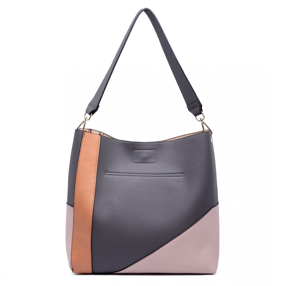 SLOUCHY LEATHER SHOULDER BAG GREY-SOLD-SOLD-Daring Diva Australia
