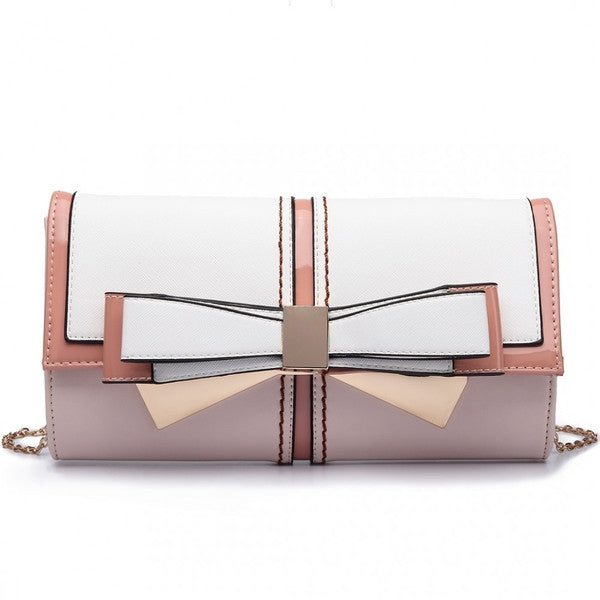 Z-BOW CLUTCH CHAIN SHOULDER BAG PINK-SOLD-SOLD-Daring Diva Australia