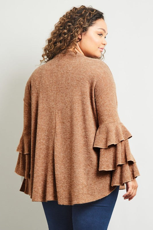 Z-RUFFLED SLEEVE SWEATER KNIT TUNIC-SOLD-SOLD-Daring Diva Australia