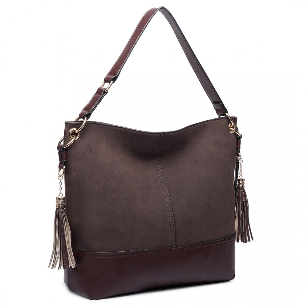 Leather Tassel Hobo Bag-Handbags-ML-Daring Diva Australia, plus size fashion, plus size clothing, plus size clothing online, plus size womens clothing, womens clothing online, womens fashion, women's bag, bags for women, womens handbag, handbags for women, leather bag, handbags, chain bag, shoulder bag, tote bags, clutches, pouches, backpacks, beach bags, bags, accessories, purses for women, ladies handbags, crossbody bags for women, womens work bag, fashion, coffee leather hobo bag