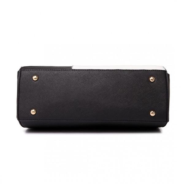 SPLIT FRONT TOTE BAG BLACK/WHITE-SOLD-SOLD-Daring Diva Australia