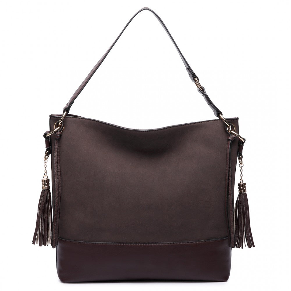 Leather Tassel Hobo Bag-Handbags-ML-Daring Diva Australia, plus size fashion, plus size clothing, plus size clothing online, plus size womens clothing, womens clothing online, womens fashion, women's bag, bags for women, womens handbag, handbags for women, leather bag, handbags, chain bag, shoulder bag, tote bags, clutches, pouches, backpacks, beach bags, bags, accessories, purses for women, ladies handbags, crossbody bags for women, womens work bag, fashion, coffee leather hobo bag