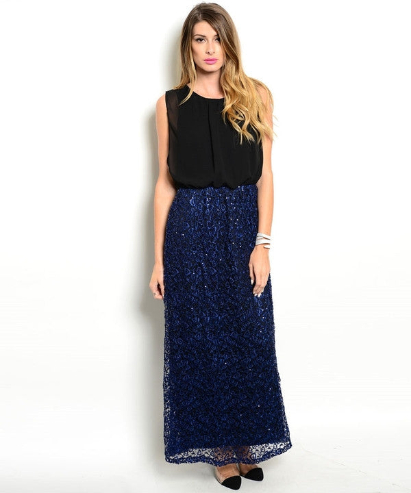 Z-BLACK & NAVY SEQUINS DRESS-SOLD-SOLD-Daring Diva Australia