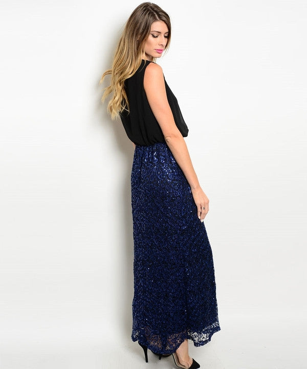 Z-BLACK & NAVY SEQUINS DRESS-SOLD-SOLD-Daring Diva Australia