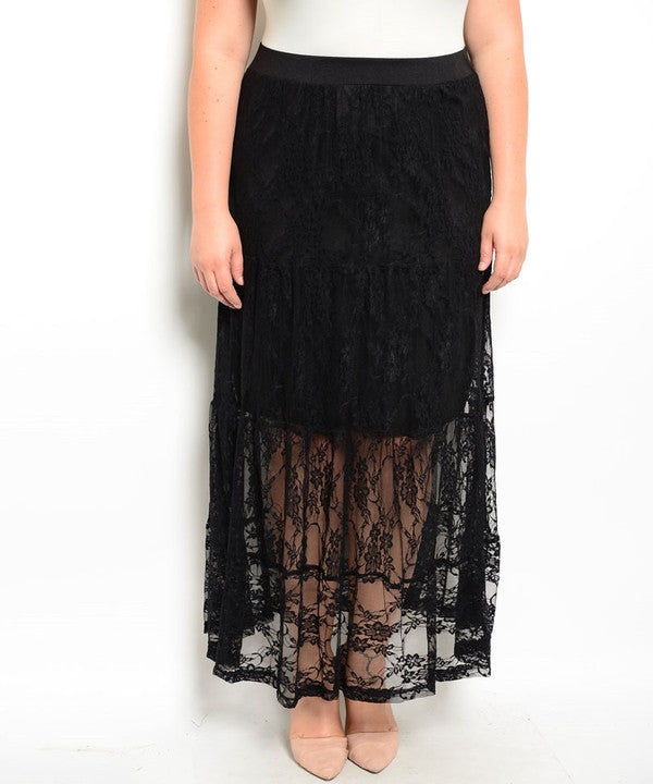 Z-BLACK LACE OVERLAY SKIRT-SOLD-SOLD-Daring Diva Australia