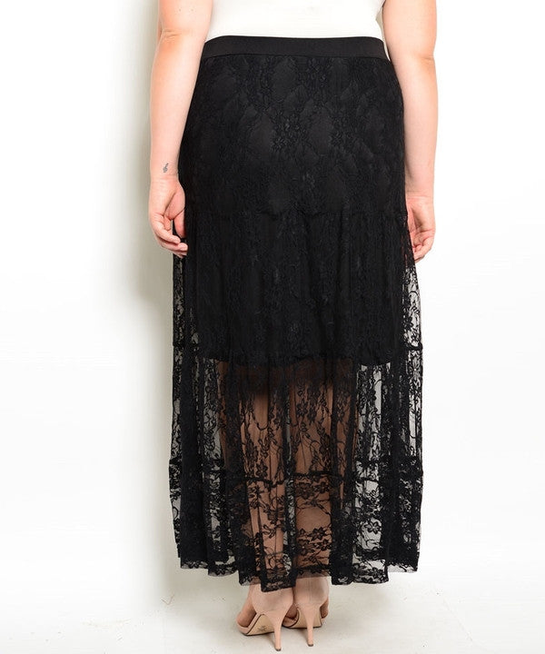 Z-BLACK LACE OVERLAY SKIRT-SOLD-SOLD-Daring Diva Australia