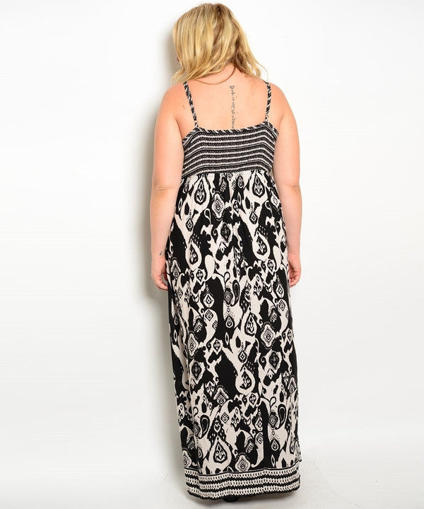 Z-CN251129 - IVORY BLACK PLUS SIZE DRESS-SOLD-SOLD-Daring Diva Australia