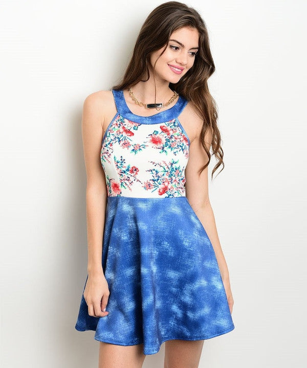 Z-CN284717 - IVORY BLUE RUST DRESS-SOLD-SOLD-Daring Diva Australia