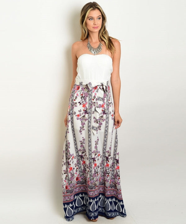 Z-WHITE PURPLE BORDER PRINT DRESS-SOLD-SOLD-Daring Diva Australia