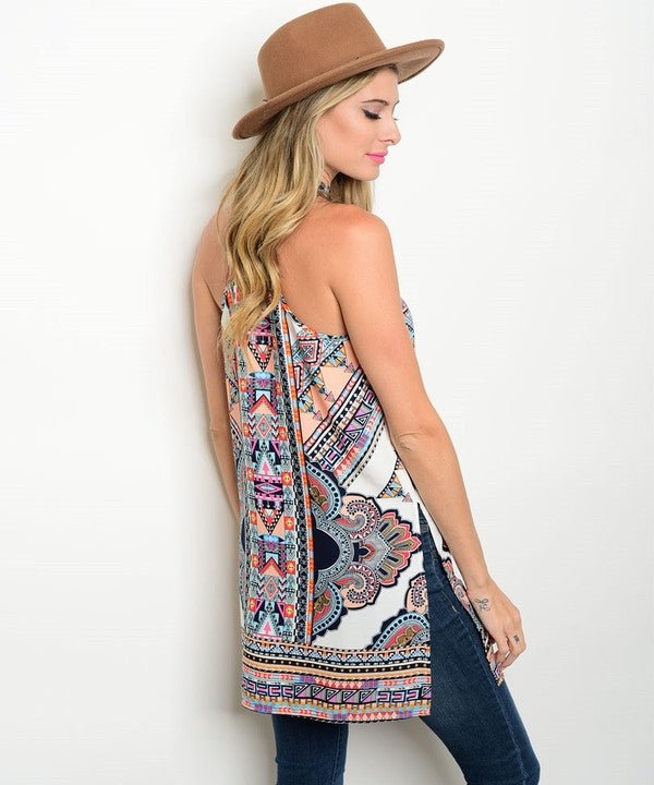 Z-IVORY MULTI TUNIC TOP-SOLD-SOLD-Daring Diva Australia