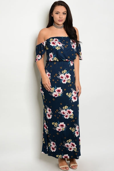 Z-Sandra Off Shoulder Maxi Dress Navy-SOLD-SOLD-Daring Diva Australia