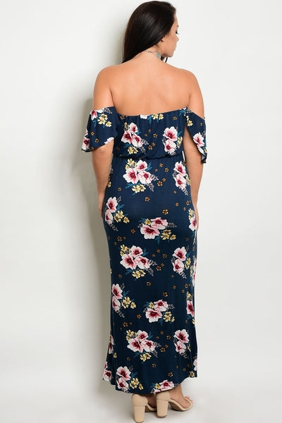 Z-Sandra Off Shoulder Maxi Dress Navy-SOLD-SOLD-Daring Diva Australia